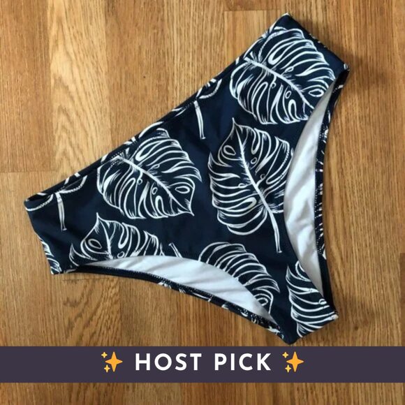 ✨ 5/$25 ✨ NWOT ♡ Cupshe ♡ Tropical Monstera High Rise Bikini Bottoms - Picture 1 of 5